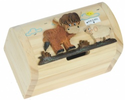 5215-HC: Highland Cow Money Boxes (Hidden Lock) (Pack Size 3) Price Breaks Available